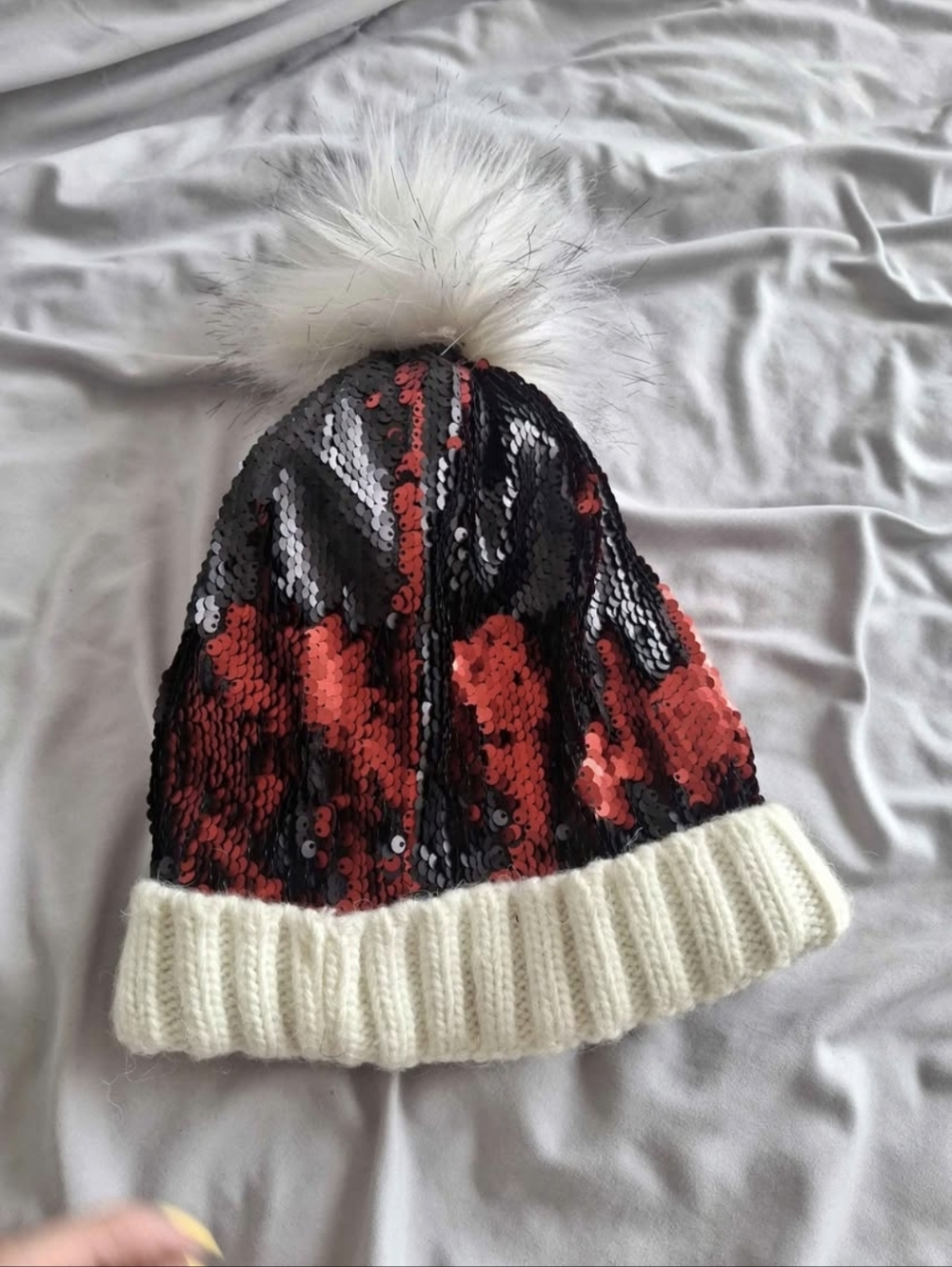 Hat - Red & Black with Cream Cuff